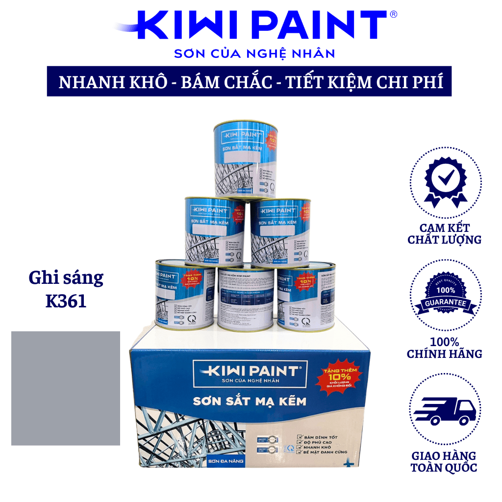 Sơn sắt mạ kẽm Kiwi Paint màu ghi sáng K361